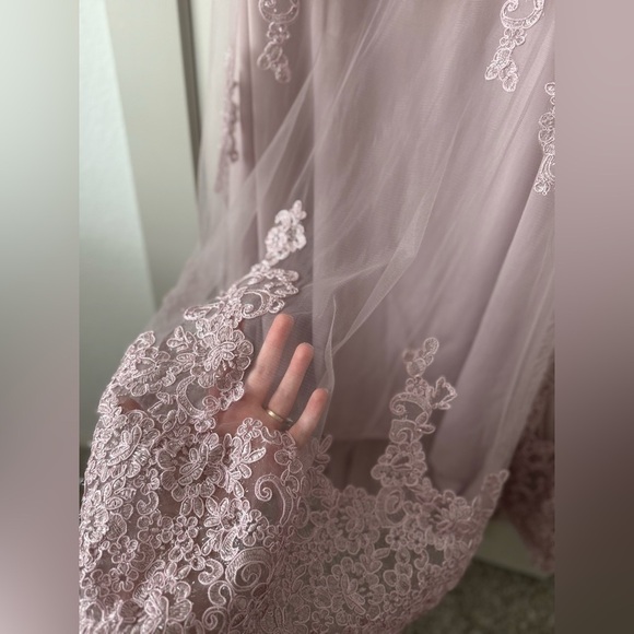 Flair New York Dusty Pink Embroidered Lace Prom Gown With Straps Size 8 NEW - Picture 14 of 15